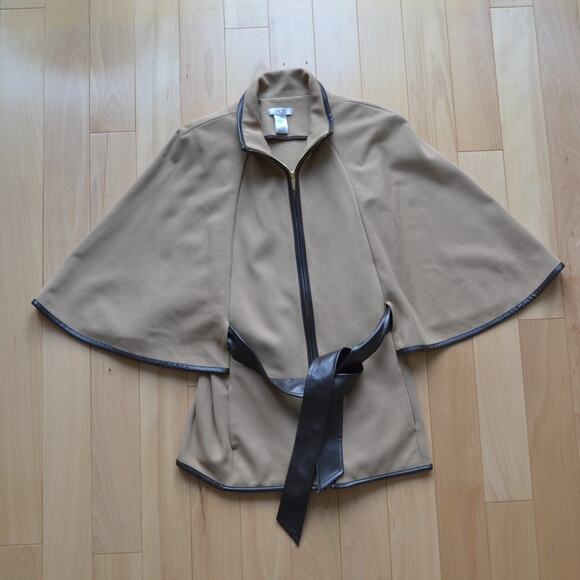 Cache Tan Trench Coat Overcoat with Faux Leather Belt - Picture 1 of 4